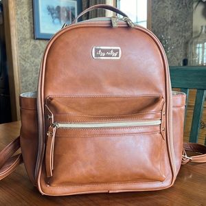 Itzy Ritzy Brown Faux Leather Backpack Diaper Bag